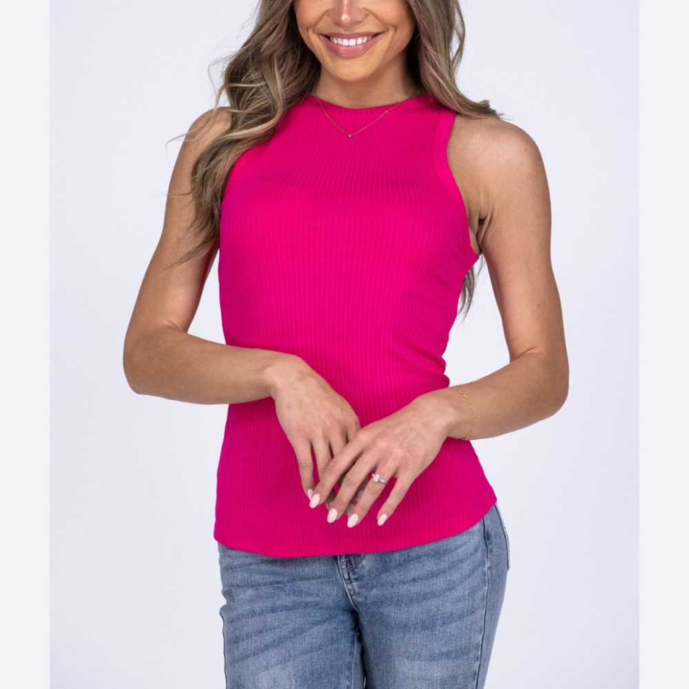 ShopEvelynne Fuchsia Ribbed Tank Top